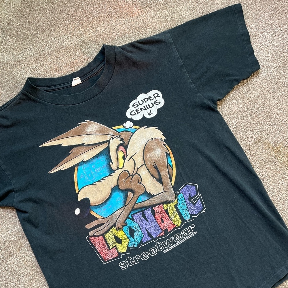 VTG 90’s Wile E. Coyote Faded Black Tee - Picture 2 of 5